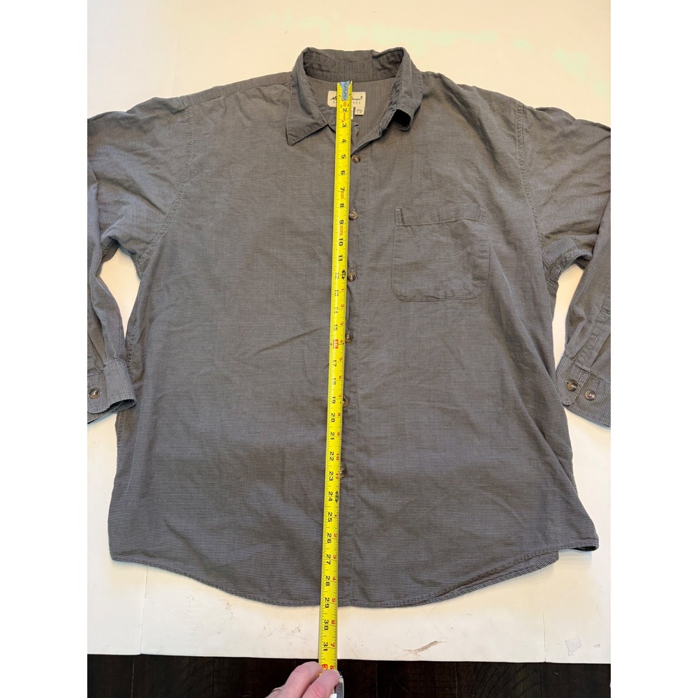 Eddie Bauer Mens Large Grey Micro Check Cotton Button Down Shirt Long Sleeve - Picture 5 of 7